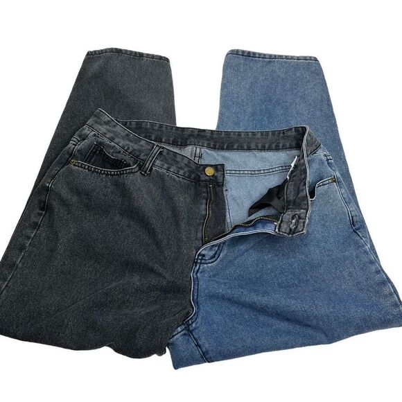 Shein curve spliced blue and black jeans size 1XL - Picture 7 of 14